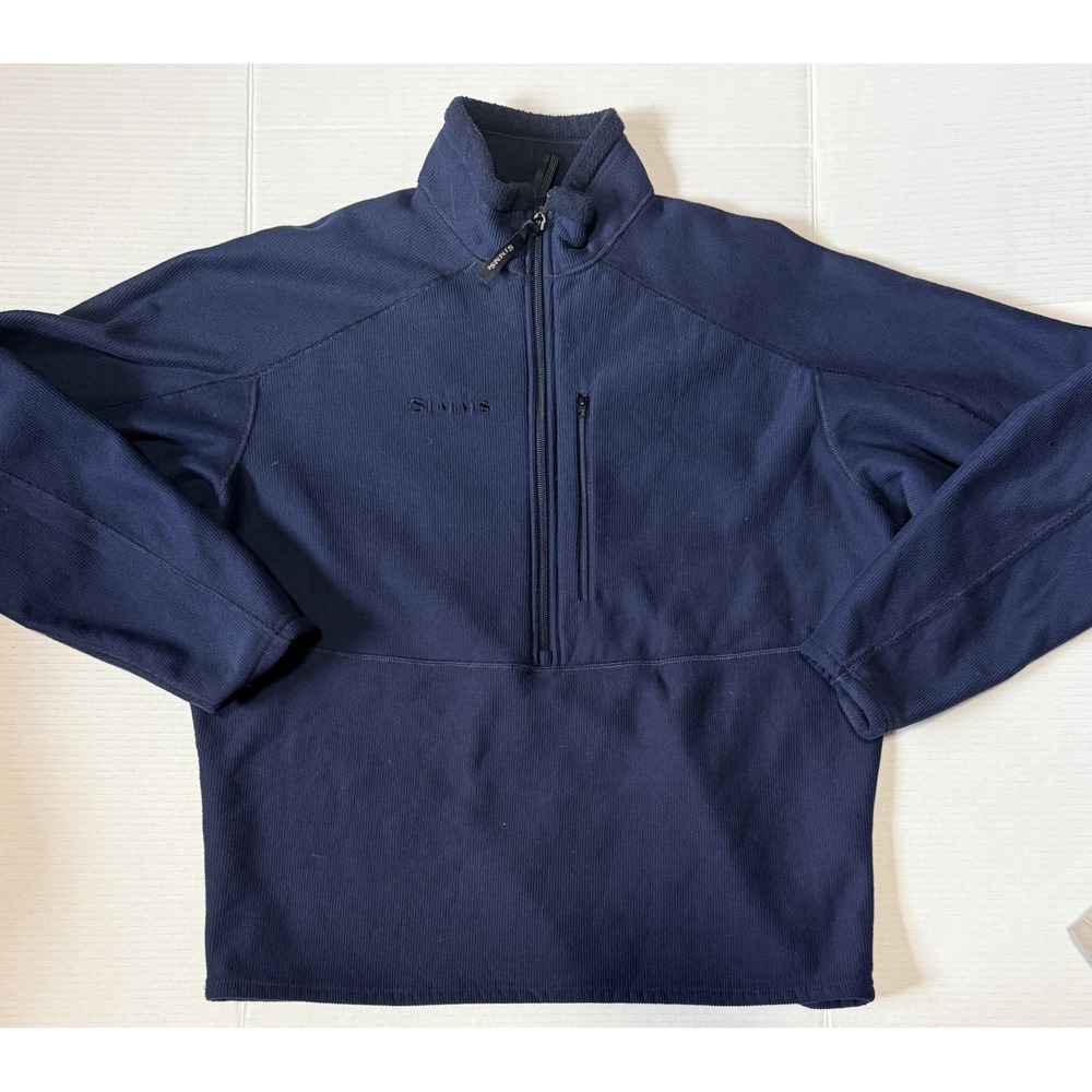 SIMMS FISHING - Men's Pullover Jacket - Navy Blue Fleece Half Zip - Large